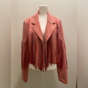 Saints and hearts Women’s cowgirl pink fringe jacket